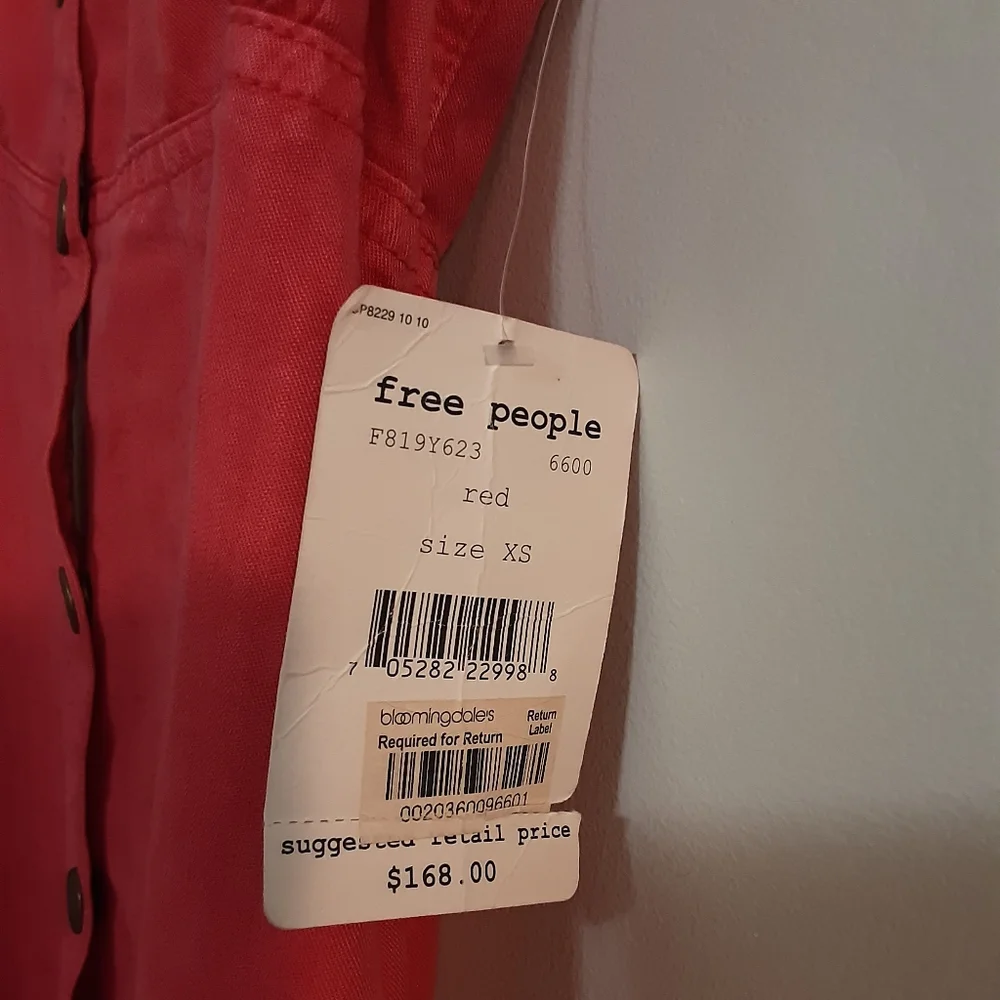 Free People Pink/Red Sleeveless Button-Down Dress Size Xs - Picture 5 of 9